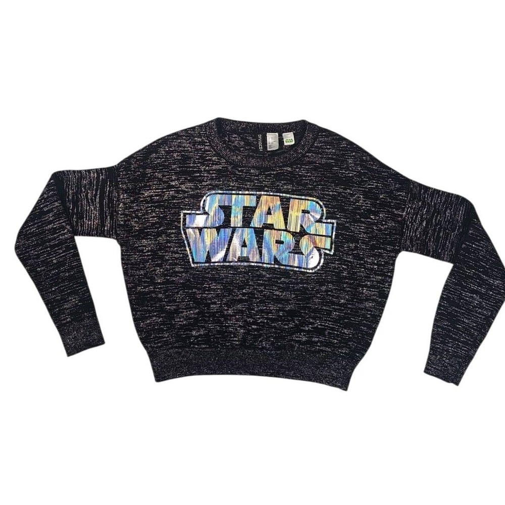 H&M Star Wars Graphic Sweater Iridescent Logo Pullover Top‎ Size XS